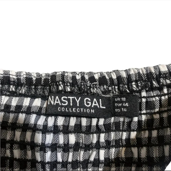 Nasty Gal Gingham Print Puff Sleeve Top Size 14 - Picture 9 of 9